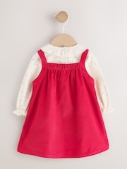 Red Cord Baby Pinafore Long Sleeve Bodysuit And Tights 3 Piece Set (0mths-2yrs) - Image 8 of 11