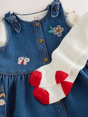 Denim bordado - Conjunto de Pichi y Bodi para Bebé 3 Pieces con medias (01 mes -22 años) - Imagen 4 de 6
