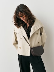 Chocolate Brown - Leather Saddle Cross-Body Bag - Larawan 1 ng 9