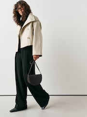 Chocolate Brown - Leather Saddle Cross-Body Bag - Larawan 2 ng 9