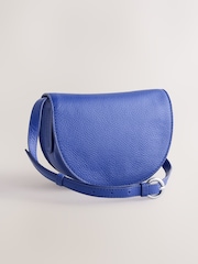Asul - Leather Saddle Cross-Body Bag - Larawan 6 ng 10