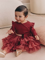 Burgundy Mesh Baby Long Sleeve Tutu Dress (0mths-2yrs) - Image 1 of 11