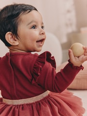 Burgundy Mesh Baby Long Sleeve Tutu Dress (0mths-2yrs) - Image 4 of 11