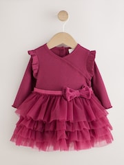 Burgundy Mesh Baby Long Sleeve Tutu Dress (0mths-2yrs) - Image 5 of 11
