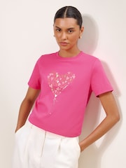 Lipsy Hot Pink Boyfriend Wear It With Love T-Shirt - Image 1 of 4