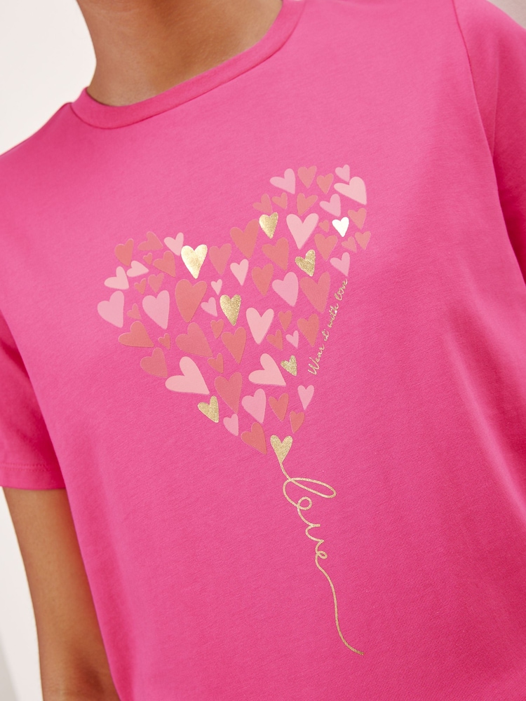 Lipsy Hot Pink Boyfriend Wear It With Love T-Shirt - Image 2 of 4 Lipsy Hot Pink Boyfriend Wear It With Love T-Shirt - Image 2 of 4
