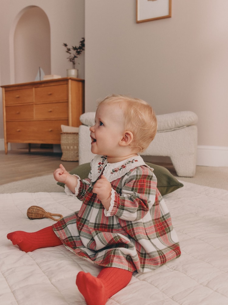Ecru and Red Checked Dress and Tights Baby 2 Piece Set (0mths-2yrs) - Image 1 of 5