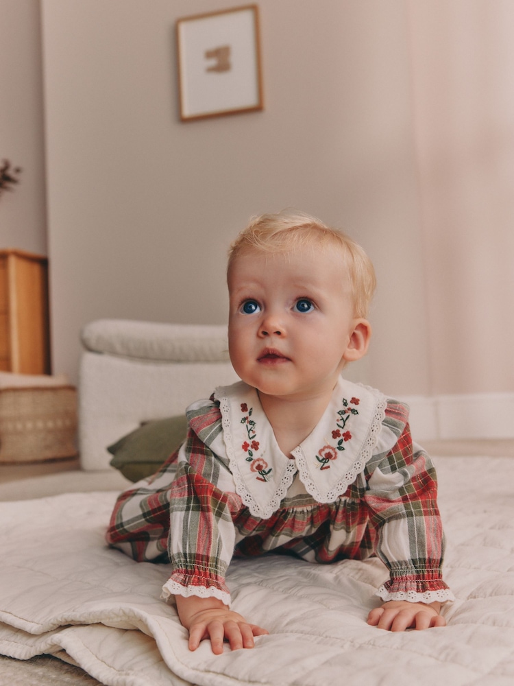 Ecru and Red Checked Dress and Tights Baby 2 Piece Set (0mths-2yrs) - Image 2 of 5