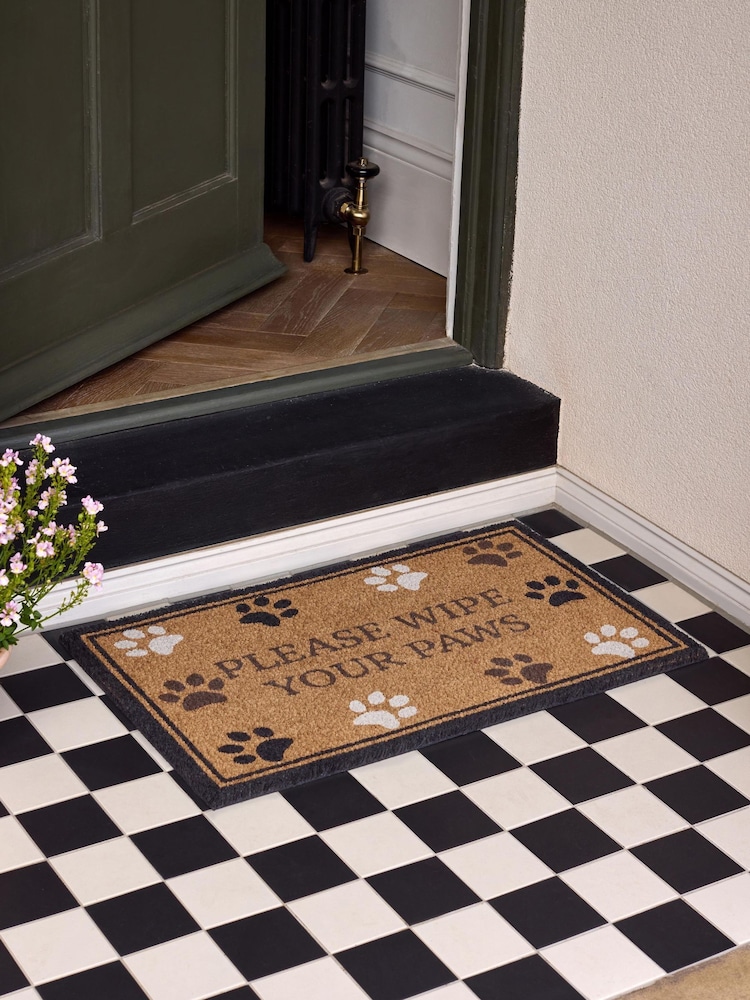 My Mat Natural Wipe Your Paws Border Coir Doormat - Image 1 of 3