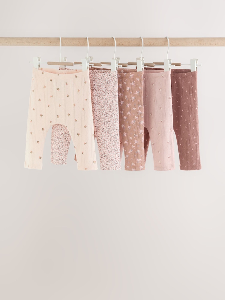 Mink Brown Ditsy Baby Leggings 5 Pack (0mths-2yrs) - Image 1 of 11 Mink Brown Ditsy Baby Leggings 5 Pack (0mths-2yrs) - Image 1 of 11