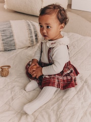 أحمر مربعات - Baby Long Sleeve Bodysuit Bubble Skirt And Tights Set 3 Piece (0mths-2yrs) - صورة 1 من 4