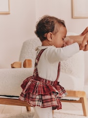 أحمر مربعات - Baby Long Sleeve Bodysuit Bubble Skirt And Tights Set 3 Piece (0mths-2yrs) - صورة 2 من 4