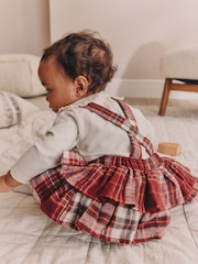 أحمر مربعات - Baby Long Sleeve Bodysuit Bubble Skirt And Tights Set 3 Piece (0mths-2yrs) - صورة 3 من 4