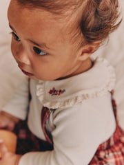 أحمر مربعات - Baby Long Sleeve Bodysuit Bubble Skirt And Tights Set 3 Piece (0mths-2yrs) - صورة 4 من 4