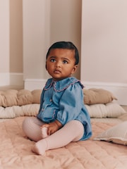 Denim con lazo - Baby Romper And Tights 2 Piece Set (0mths-2yrs) - Imagen 1 de 4