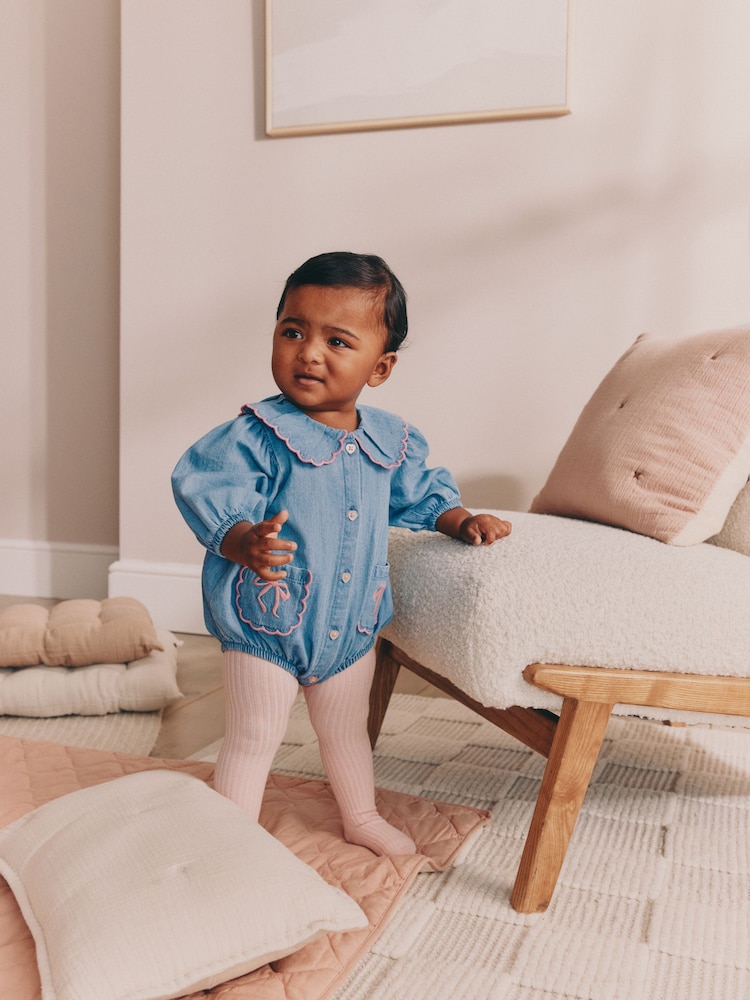 Denim con lazo - Baby Romper And Tights 2 Piece Set (0mths-2yrs) - Imagen 2 de 4 Denim con lazo - Baby Romper And Tights 2 Piece Set (0mths-2yrs) - Imagen 2 de 4