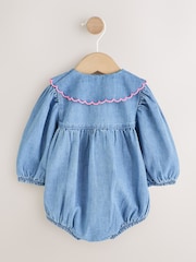 Denim Bow Baby Romper And Tights 2 Piece Set (0mths-2yrs) - Image 6 of 9