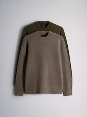 The Set 2 Pack Soft Knit Jumpers Brown - Image 2 of 13