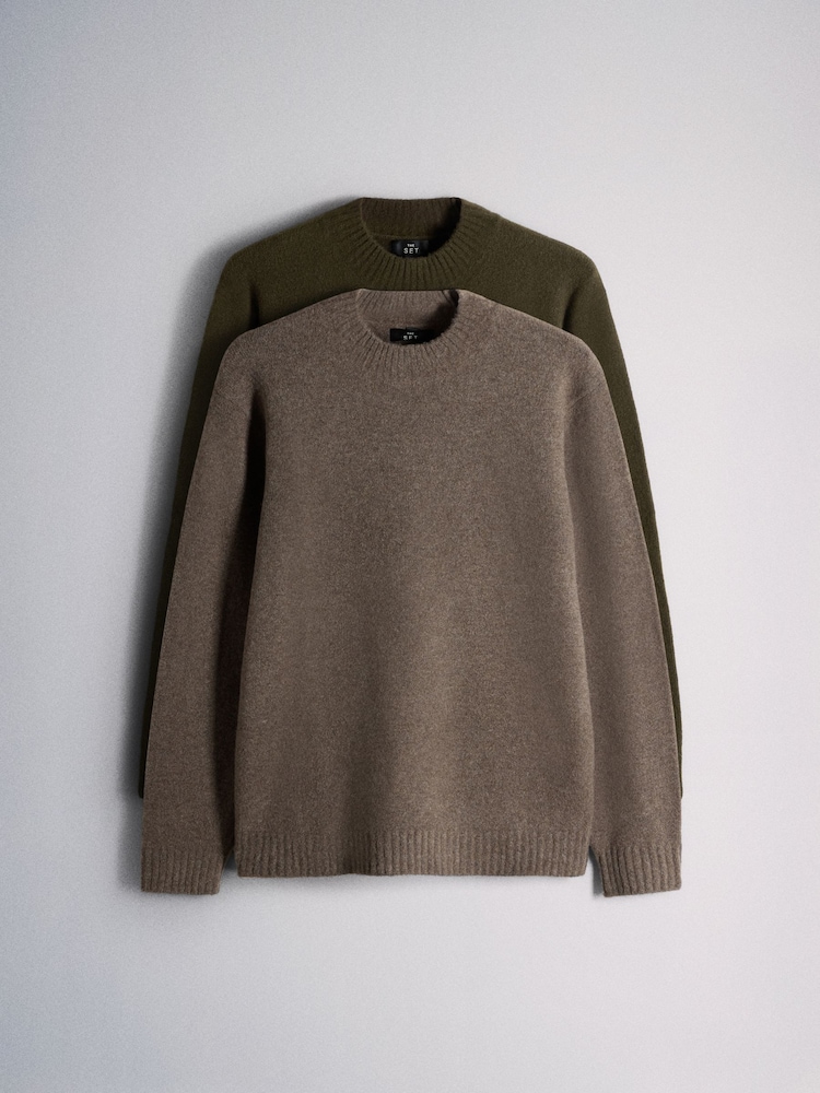 The Set 2 Pack Soft Knit Jumpers Brown - Image 2 of 13