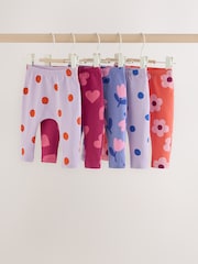 Lilac Purple Flower Baby Leggings 5 Pack (0mths-2yrs) - Image 1 of 11