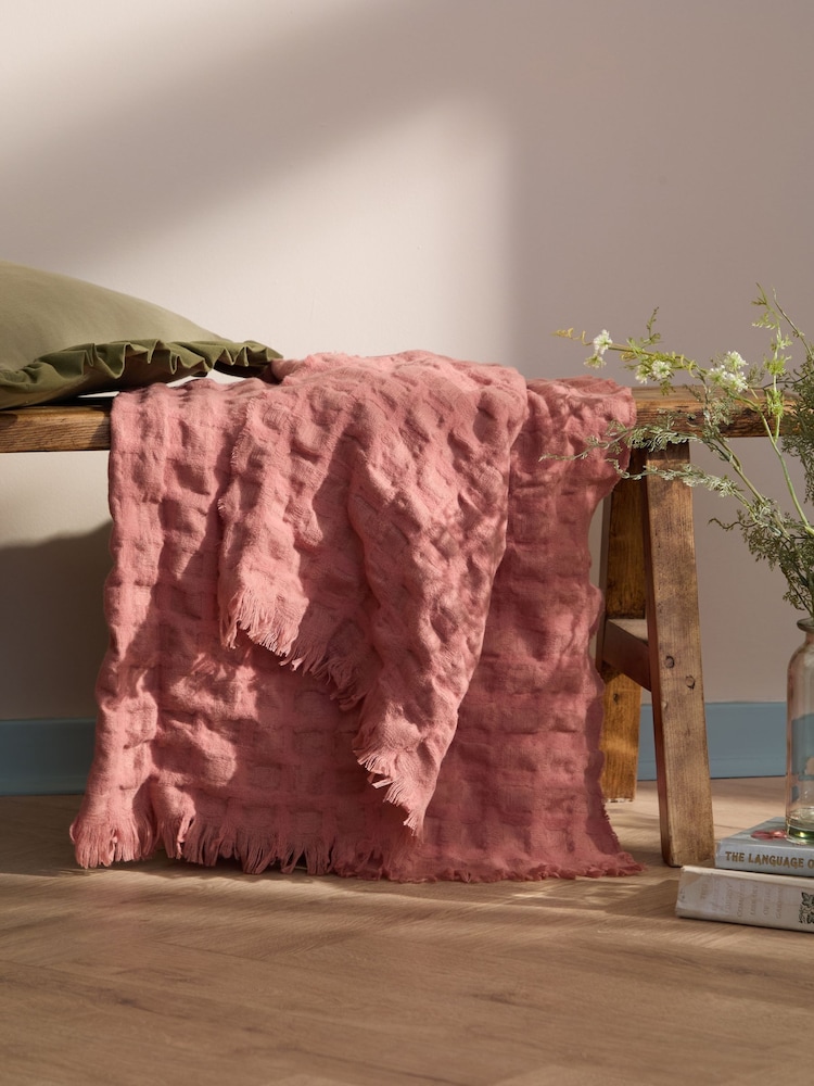 Wylder Rose Walton Waffle Fringed Throw - Image 1 of 4