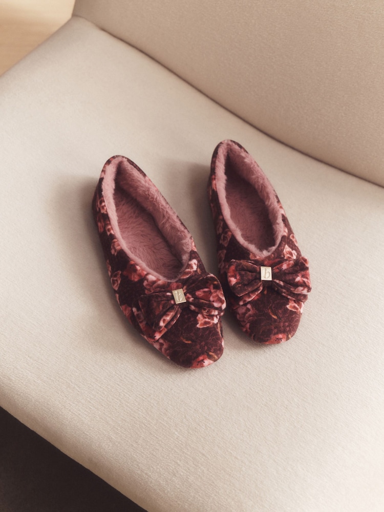 B by Ted Baker Chocolate Brown Ballerina Bow Slippers - Immagine 2 di 2 B by Ted Baker Chocolate Brown Ballerina Bow Slippers - Immagine 2 di 2