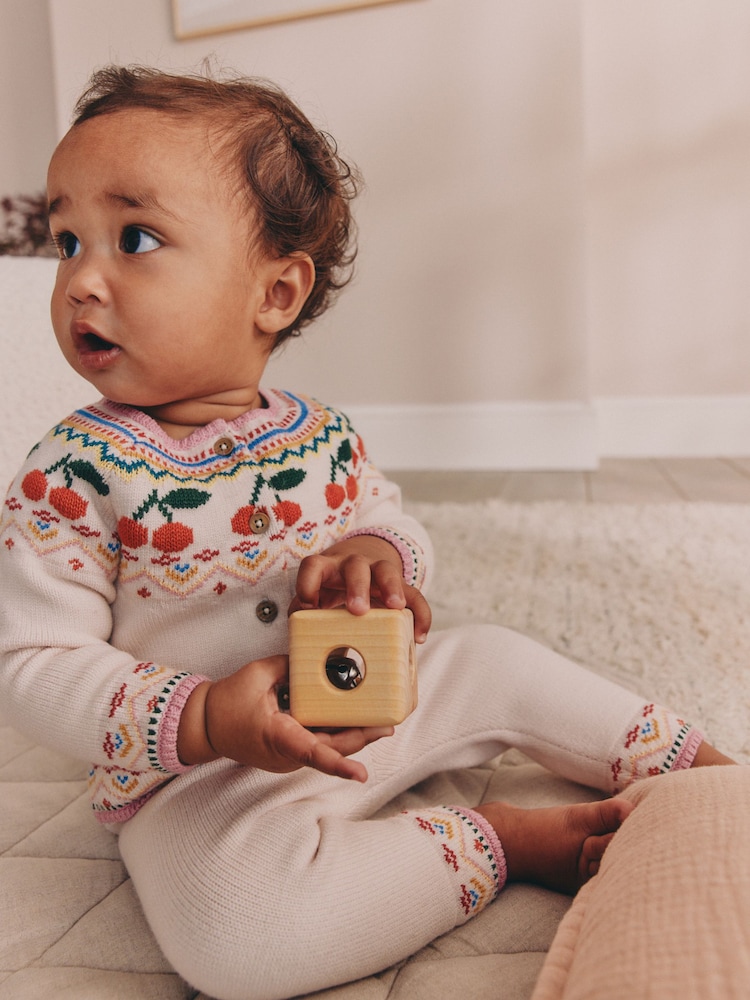 Ecru Fairisle Knitted Cardigan and Leggings Baby Set 2 Piece (0mths-2yrs) - Image 2 of 13 Ecru Fairisle Knitted Cardigan and Leggings Baby Set 2 Piece (0mths-2yrs) - Image 2 of 13