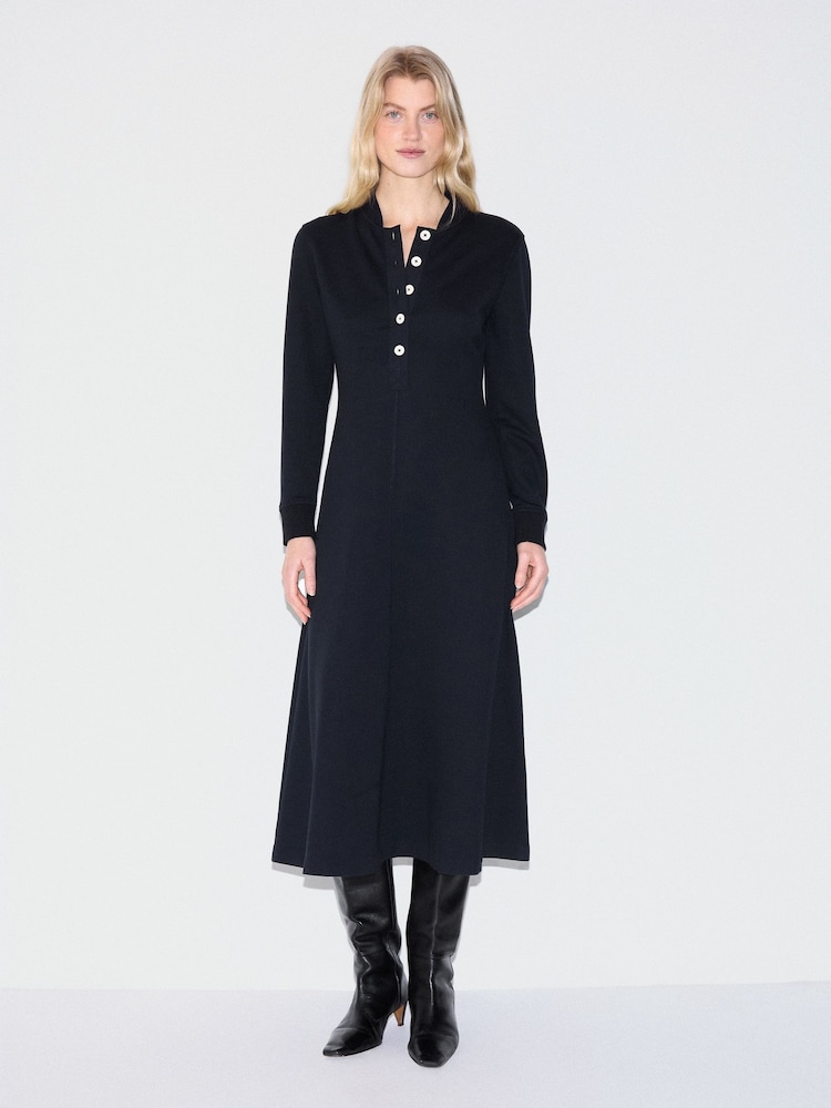 Jigsaw Blue Heavy Jersey Button Dress - Image 1 of 5 Jigsaw Blue Heavy Jersey Button Dress - Image 1 of 5