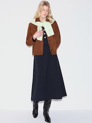 Jigsaw Blue Heavy Jersey Button Dress - Image 4 of 5