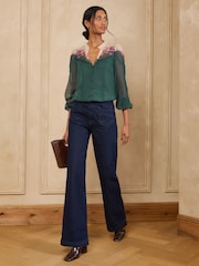 Love & Roses Green Floral Touch of Print Long Sleeve Blouse - Image 3 of 4