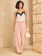 Love & Roses Ivory Lace Trim Satin V-Neck Camisole - Image 3 of 4