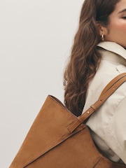 Tan Brown Suedette Structured Shoulder Bag - Image 2 of 2