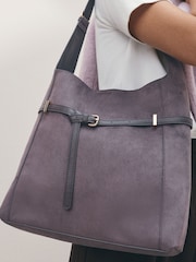 Grey Belted Slouchy Shoulder Bag - Image 4 of 4