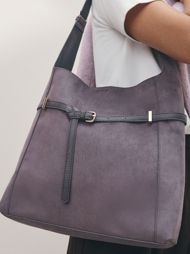 Grey Belted Slouchy Shoulder Bag - Image 4 of 4 Grey Belted Slouchy Shoulder Bag - Image 4 of 4