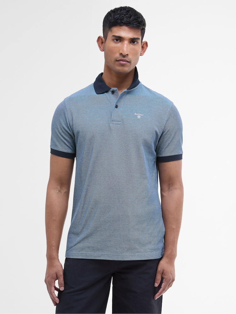 Barbour® Blue Essential Sports Mix Polo Shirt - Image 1 of 7 Barbour® Blue Essential Sports Mix Polo Shirt - Image 1 of 7