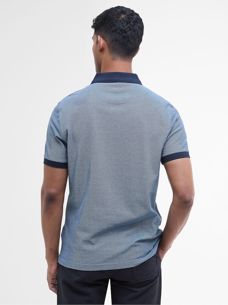 Barbour® Blue Essential Sports Mix Polo Shirt - Image 2 of 7 Barbour® Blue Essential Sports Mix Polo Shirt - Image 2 of 7