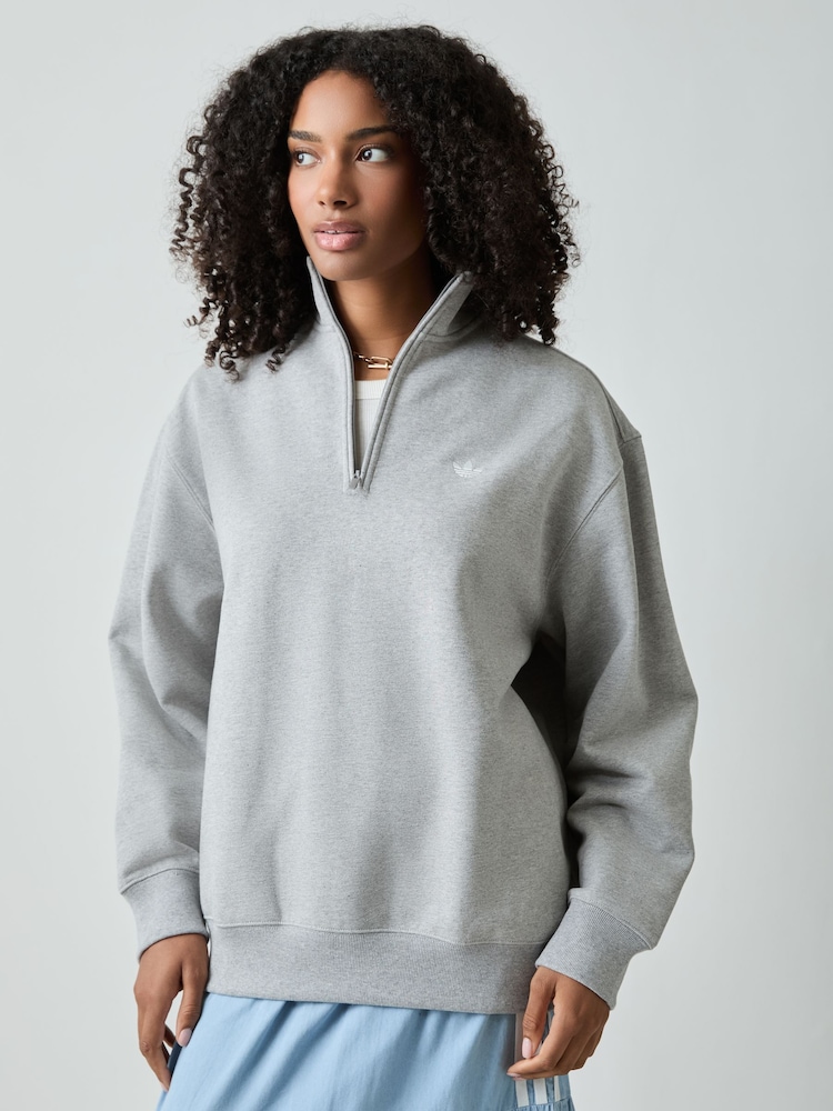 adidas Originals Grey Essentials Fleece Crewneck Sweat Top - Image 1 of 4