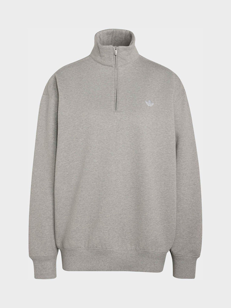 adidas Originals Grey Essentials Fleece Crewneck Sweat Top - Image 4 of 4