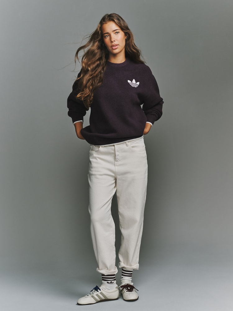 Темно-фіолетовий - adidas originals Knitted CreNeck Jumper - Image 2 of 7