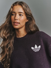 Темно-фіолетовий - adidas originals Knitted CreNeck Jumper - Image 5 of 7