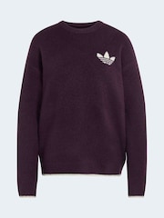 Темно-фіолетовий - adidas originals Knitted CreNeck Jumper - Image 7 of 7