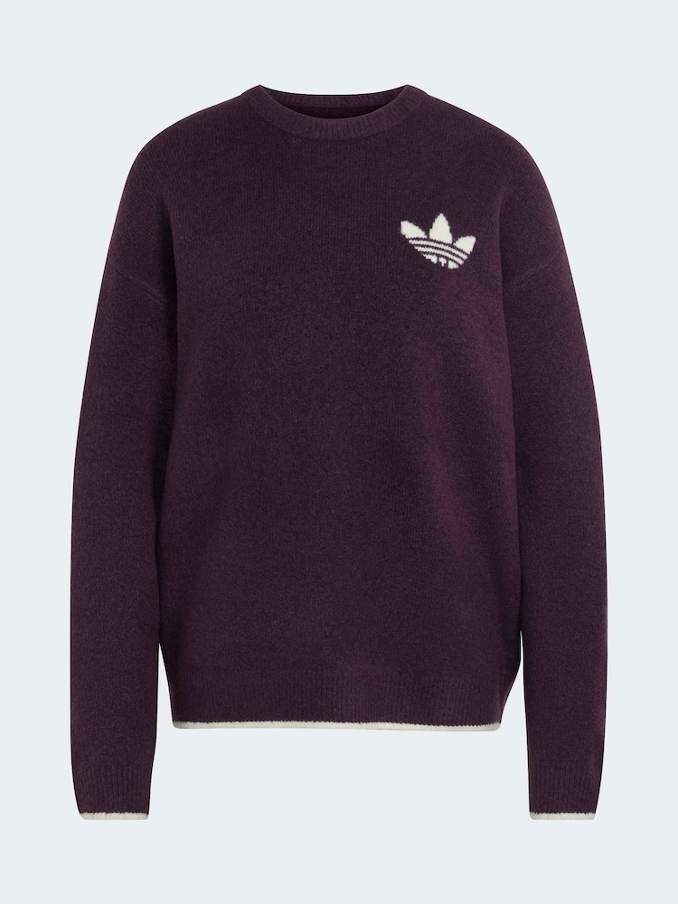 Темно-фіолетовий - adidas originals Knitted CreNeck Jumper - Image 7 of 7