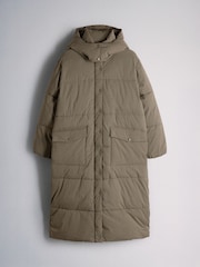 The Set Showerproof Padded Maxi Coat Khaki - Image 2 of 10