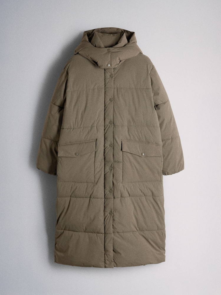 The Set Showerproof Padded Maxi Coat Khaki - Image 2 of 10