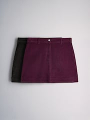 The Set 2 Pack Corduroy Mini Skirts Burgundy/Brown - Image 2 of 7