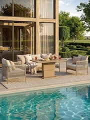 Maze Natural Linen Grey Havana 3 Seat Garden Sofa Dining Set with Rising table - Image 2 of 6