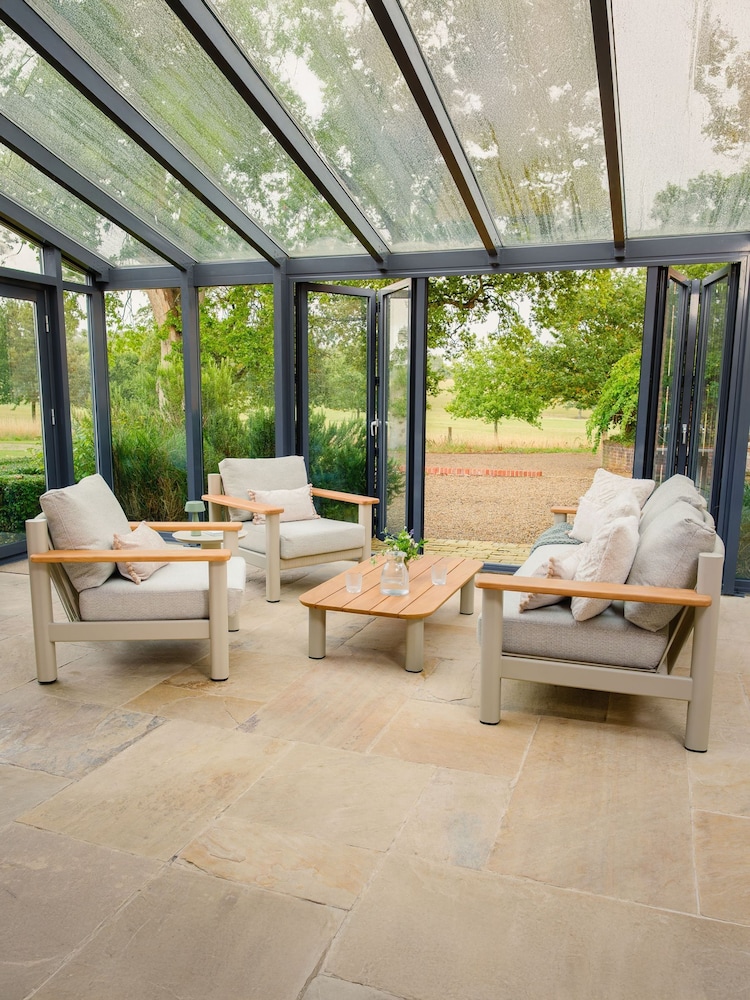 Maze 4 Piece Latte Brown Sicily Garden Sofa and Armchairs Set - Image 1 of 6