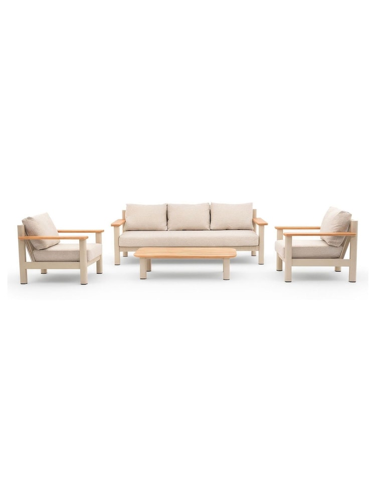 Maze 4 Piece Latte Brown Sicily Garden Sofa and Armchairs Set - Image 6 of 6