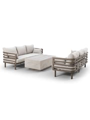 Maze 3 Piece Caf Brown Metro Garden Sofa and Coffee Table Set - Image 5 of 5