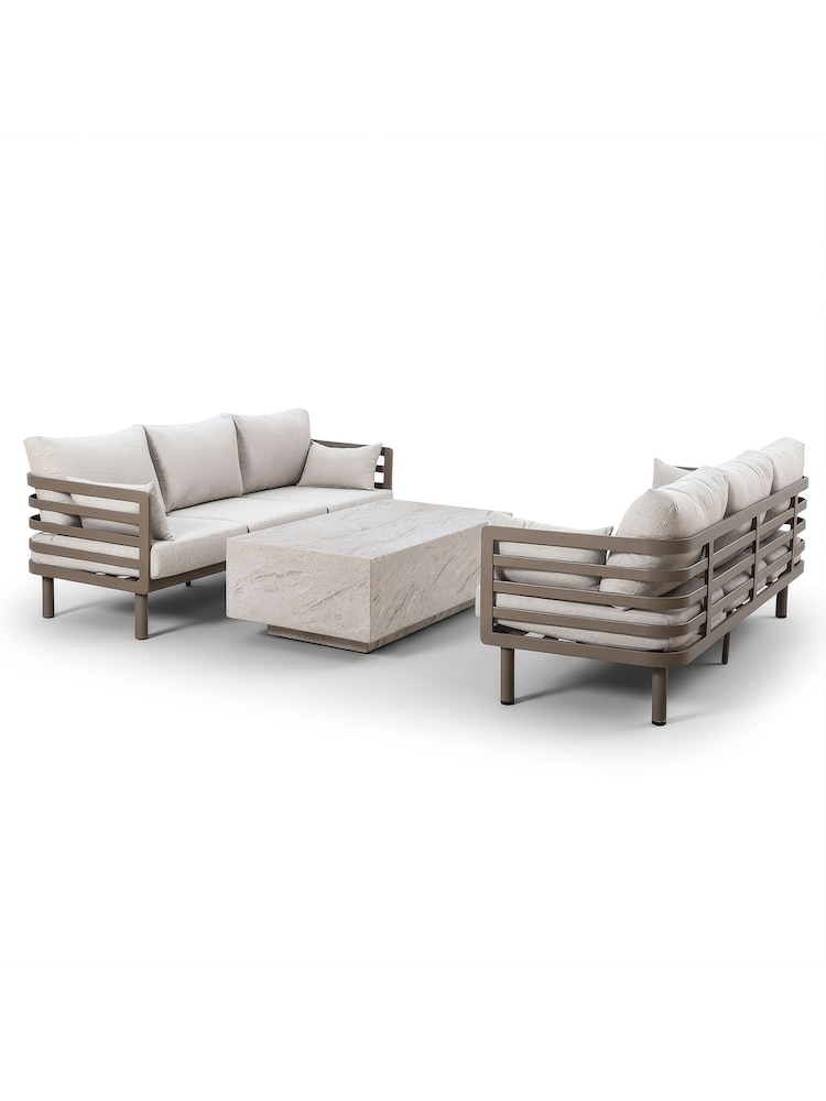 Maze 3 Piece Caf Brown Metro Garden Sofa and Coffee Table Set - Image 5 of 5